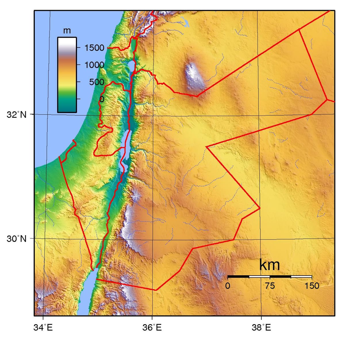 המפה של ג ' ורדן גובה