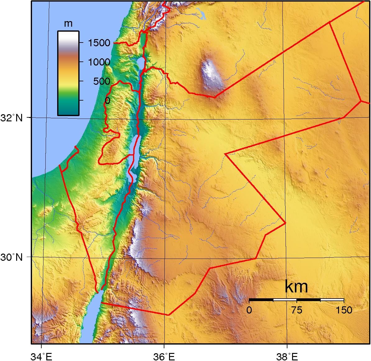 המפה של ג ' ורדן טופוגרפית