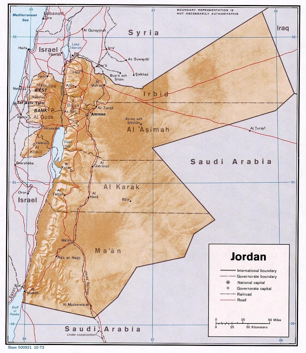 המפה מראה את ג ' ורדן