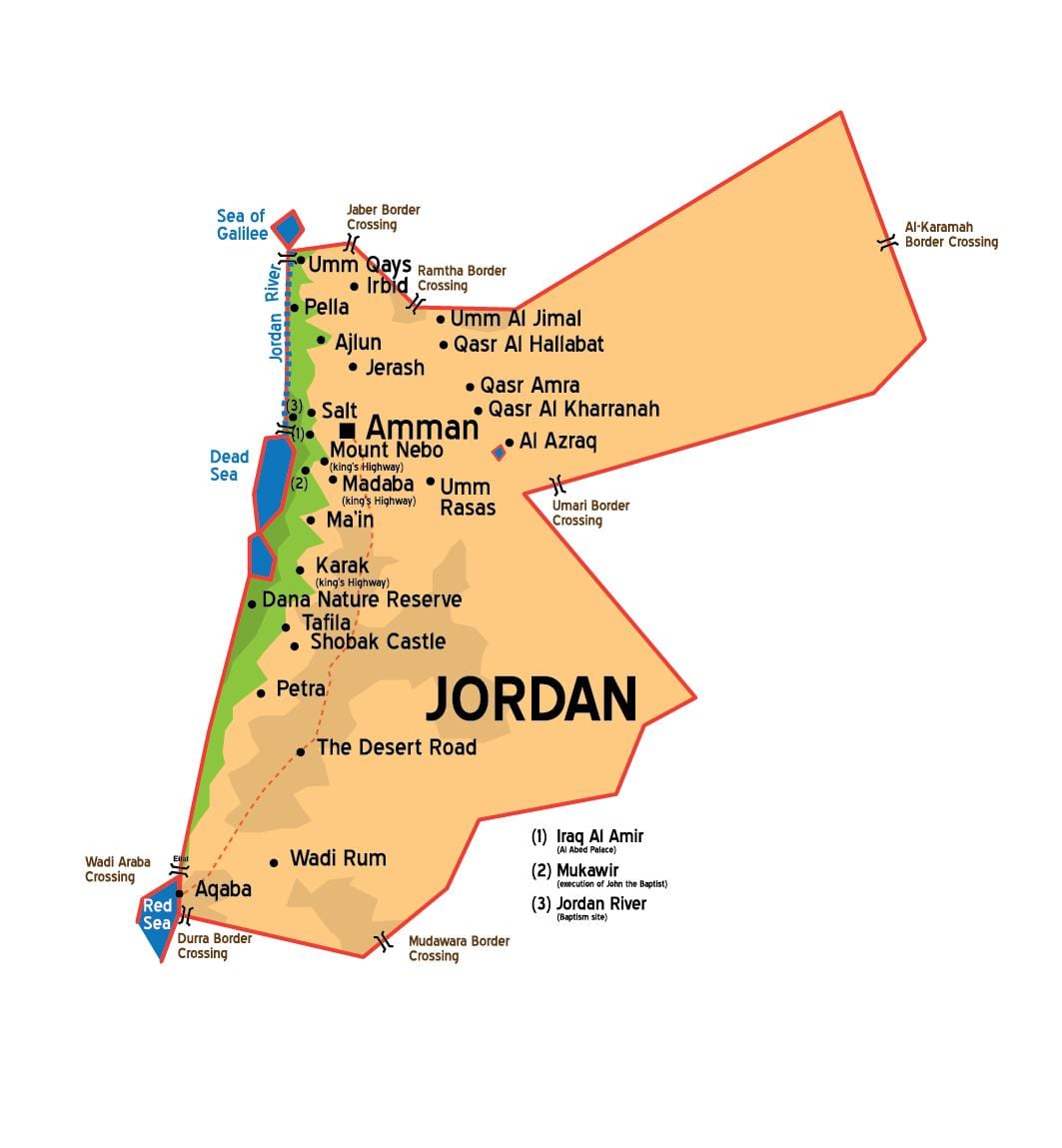 ג ' ורדן ערים מפה