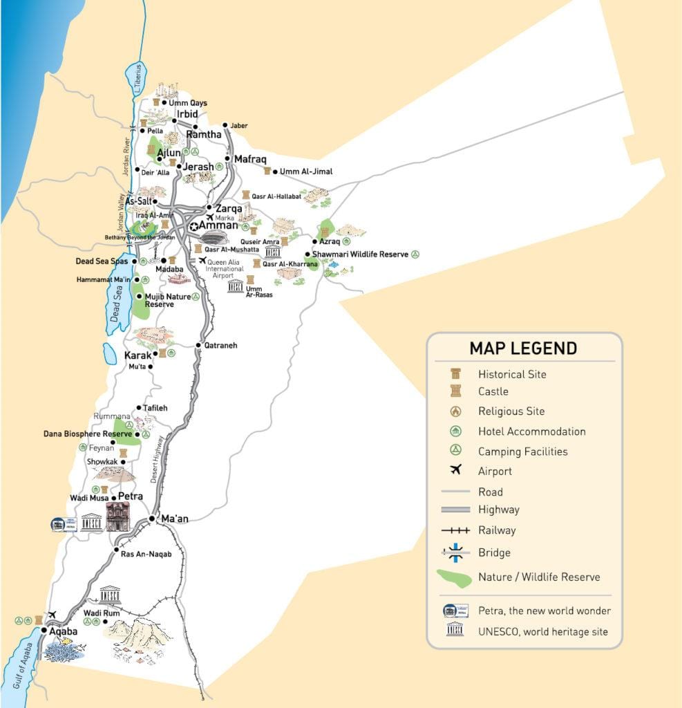 המפה של ג ' ורדן שדות התעופה.