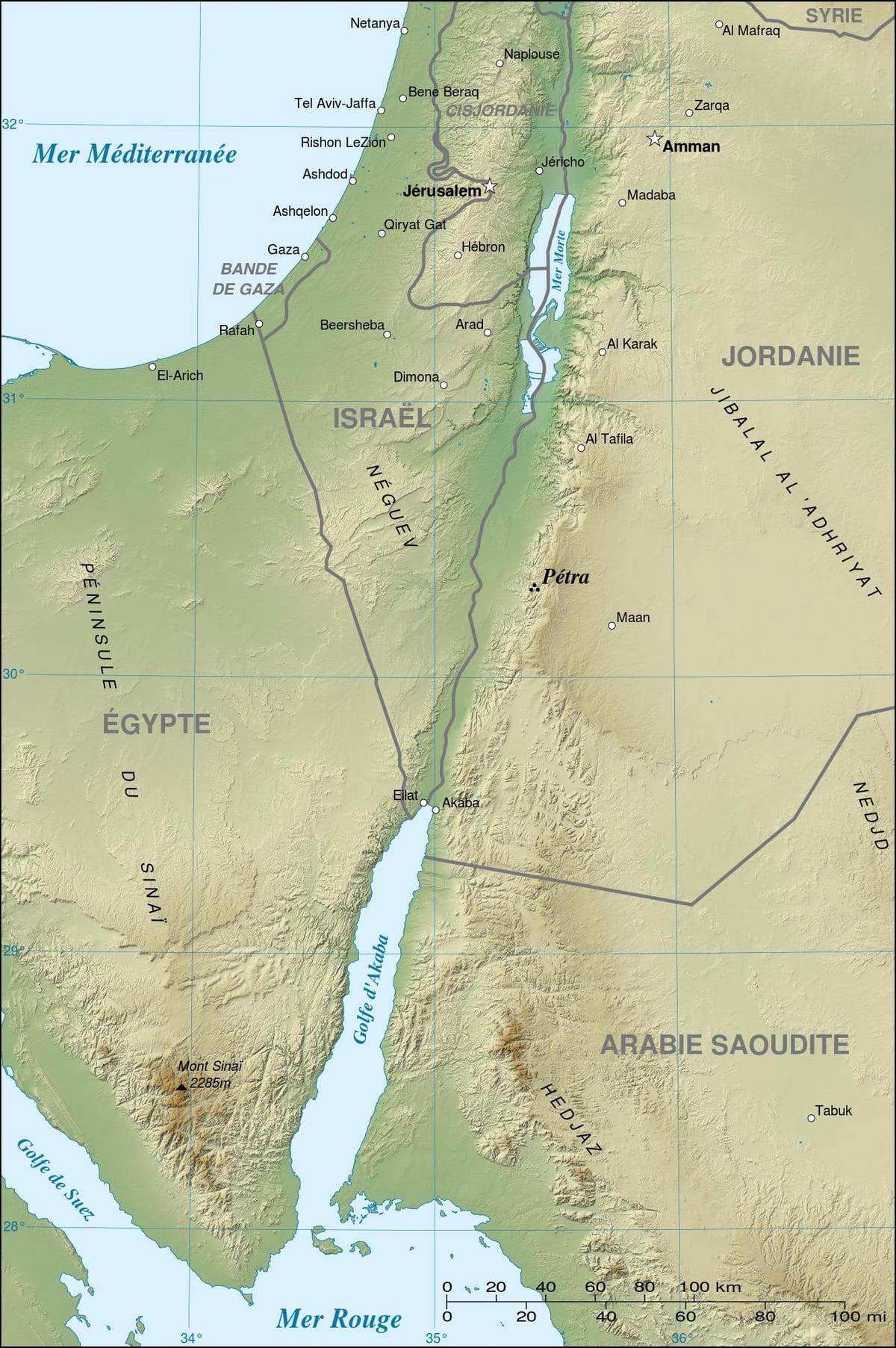 המפה של ג ' ורדן מראה פטרה