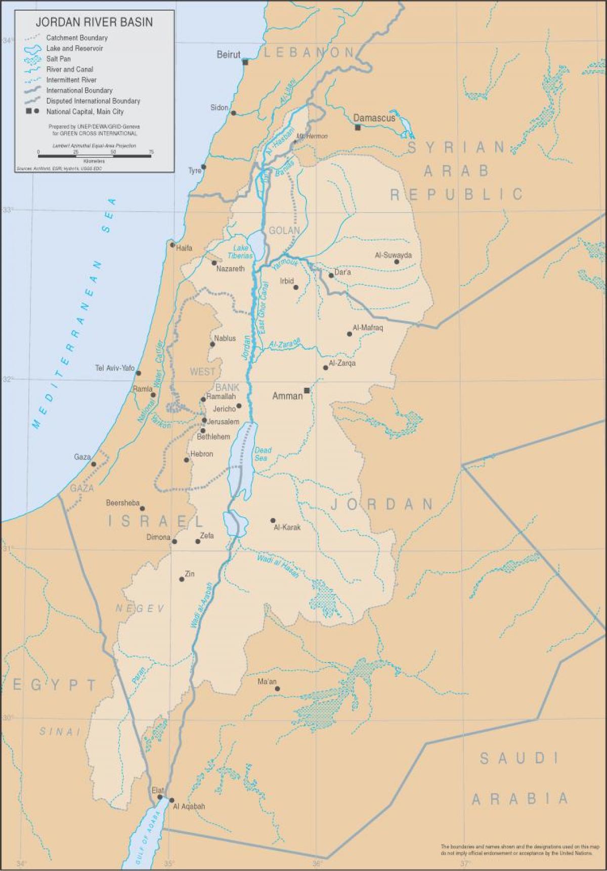 מפה של נהר הירדן על העולם