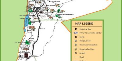 המפה של ג ' ורדן אתרי תיירות